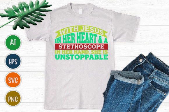 With Jesus in Her Heart a Stethoscope Font